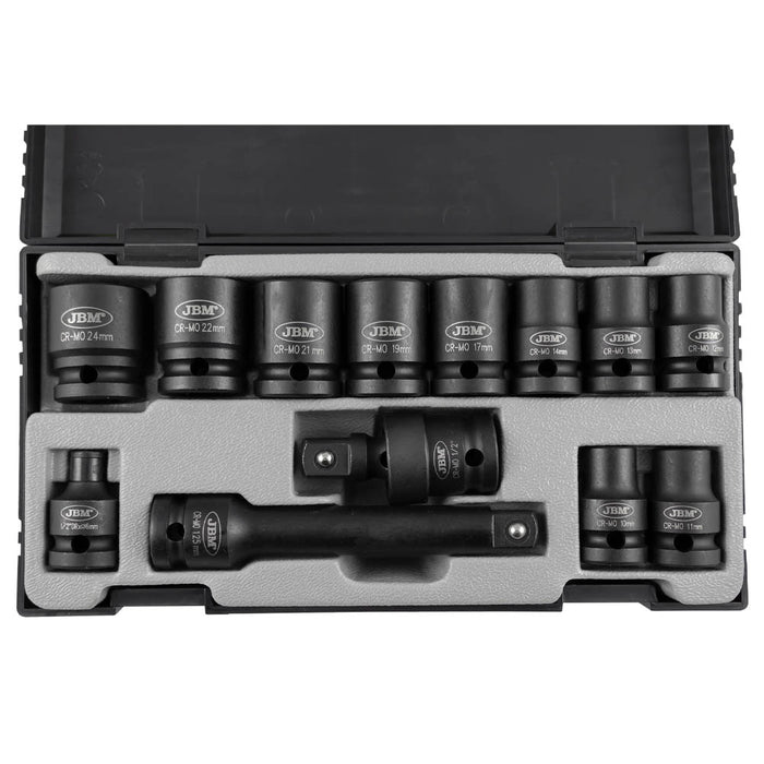 13-PIECE 1/2" HEX IMPACT SOCKET SET + ADAPTER