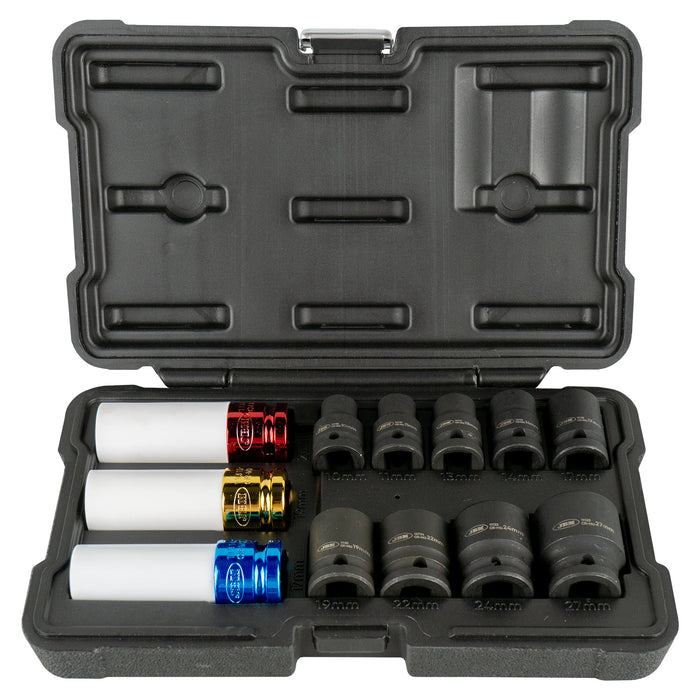 PISTOLA DE IMPACTO BRUSHLESS A BATERÍA 1/2" 1000NM CON MALETÍN + SET DE 12 VASOS