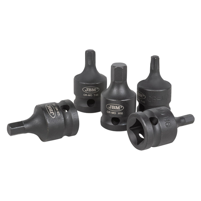 SET DE 13 PUNTAS DE IMPACTO HEXAGONALES Y TORX DE 1/2"