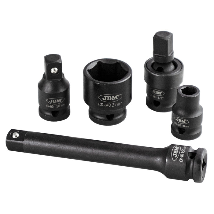 SET DE 19 PIEZAS DE IMPACTO DE 1/2" CON 14 VASOS HEXAGONALES + ADAPTADORES