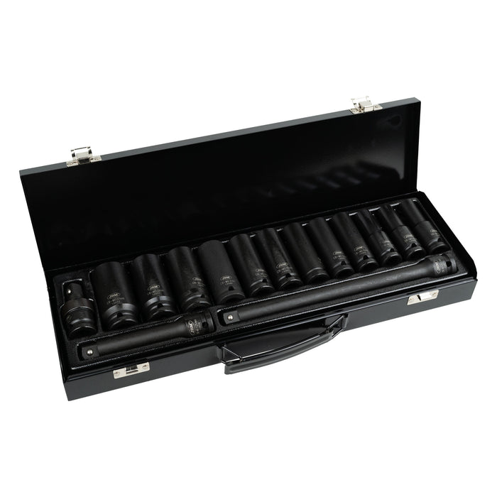 15-PIECE IMPACT SET WITH 12 DEEP 1/2" HEX SOCKETS + ADAPTERS