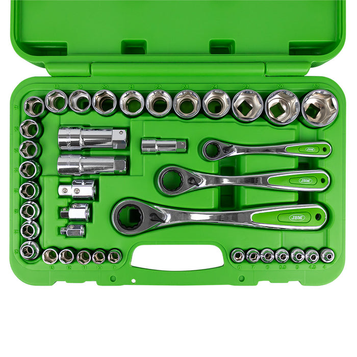 MALETÍN DE HERRAMIENTAS GO-THROUGH DE 39 PIEZAS 1/2",1/4" Y 3/2" CROMADO