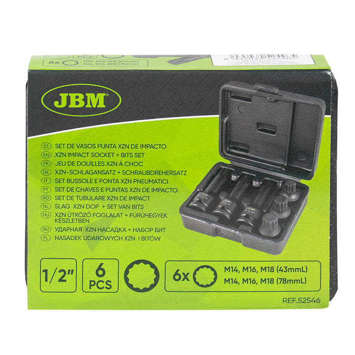 SET DE 6 VASOS PUNTA XZN DE IMPACTO DE 1/2"