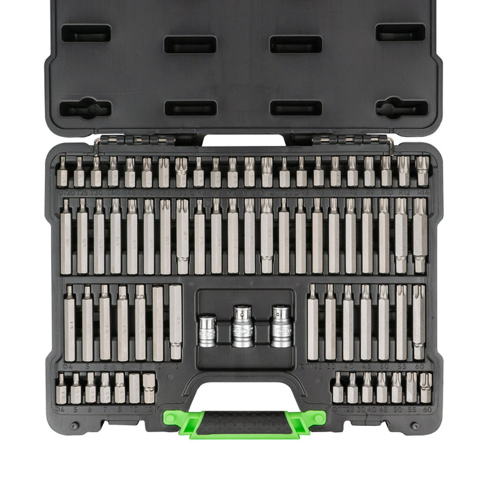MALETÍN DE PUNTAS 75 PIEZAS HEXAGONALES, XZN, RIBE, TORX Y TORX INV.