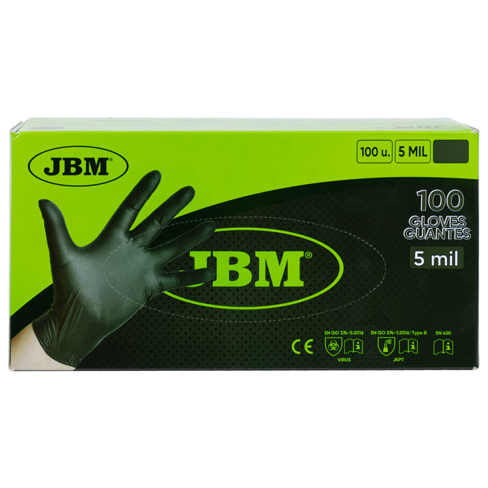 GUANTES NEGROS DESECHABLES DE NITRILO T:L 5MIL