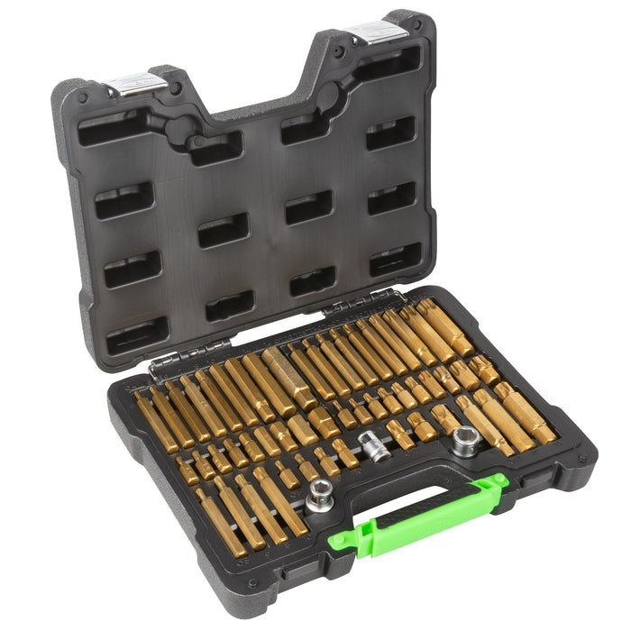 55-PIECE HEX, SPLINE, AND TORX BIT SOCKET SET WITH 1/2" AND 3/8" DRIVE ADAPTERS