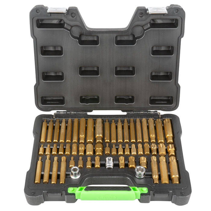 55-PIECE HEX, SPLINE, AND TORX BIT SOCKET SET WITH 1/2" AND 3/8" DRIVE ADAPTERS