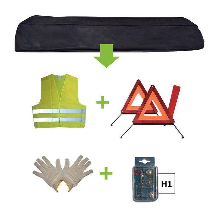 EMERGENCY KIT BLACK BAG + MK H1 + VEST + TRIANGLE + GLOVES