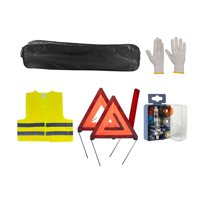 EMERGENCY KIT BLACK BAG + MK H7+H1 + VEST + TRIANGLE + GLOVES