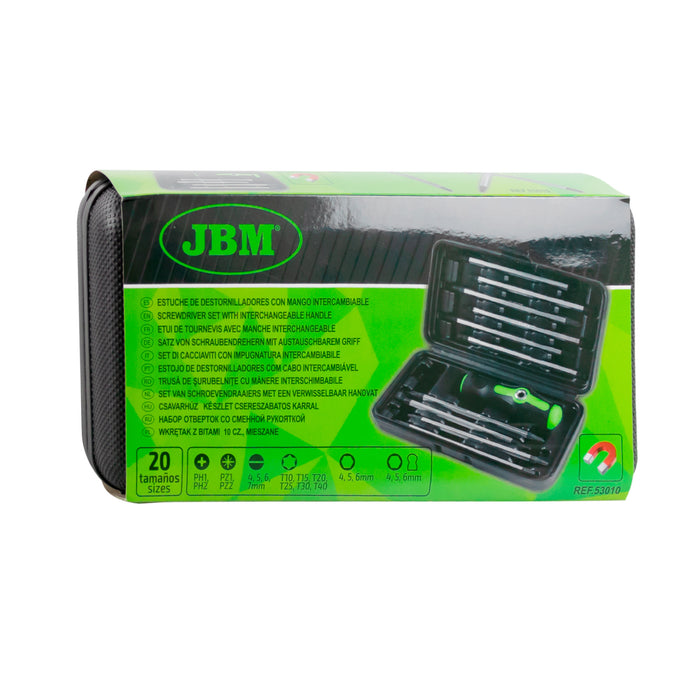 ESTUCHE DE DESTORNILLADORES CON MANGO INTERCAMBIABLE 20 EN 1