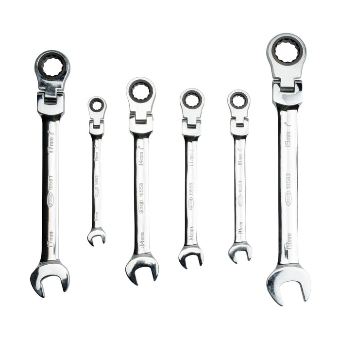 SET DE 7 LLAVES COMBINADAS ARTICULADAS CON TRINQUETE
