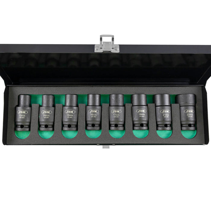 SET DE 8 VASOS DE IMPACTO HEXAGONALES CON DOBLE POSICIÓN (FIJO/ARTICULADO)