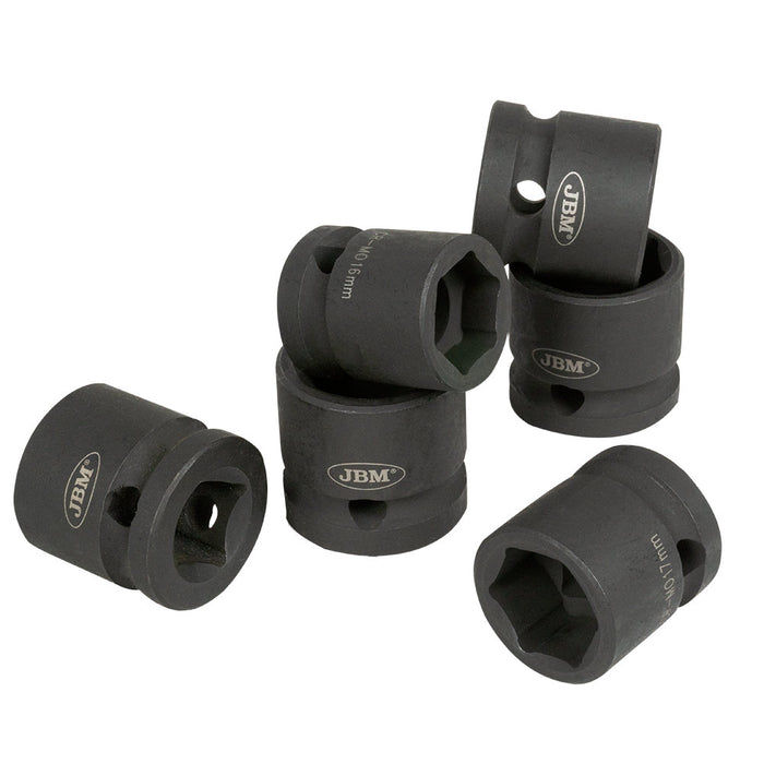 SET DE 12 VASOS DE IMPACTO HEXAGONALES DE PERFIL BAJO DE 1/2"