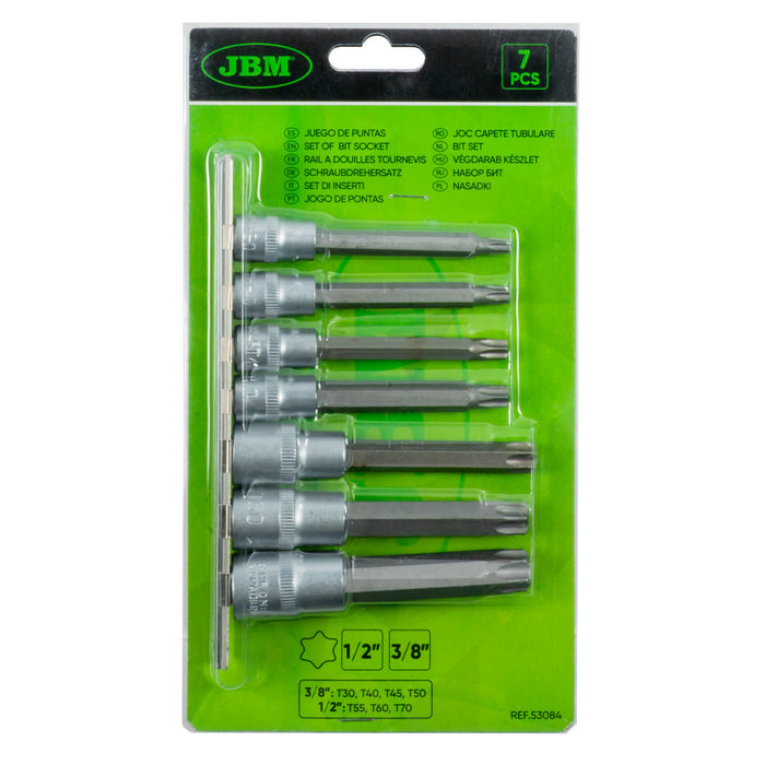 JUEGO DE 7 PUNTAS TORX DE 3/8" Y 1/2"