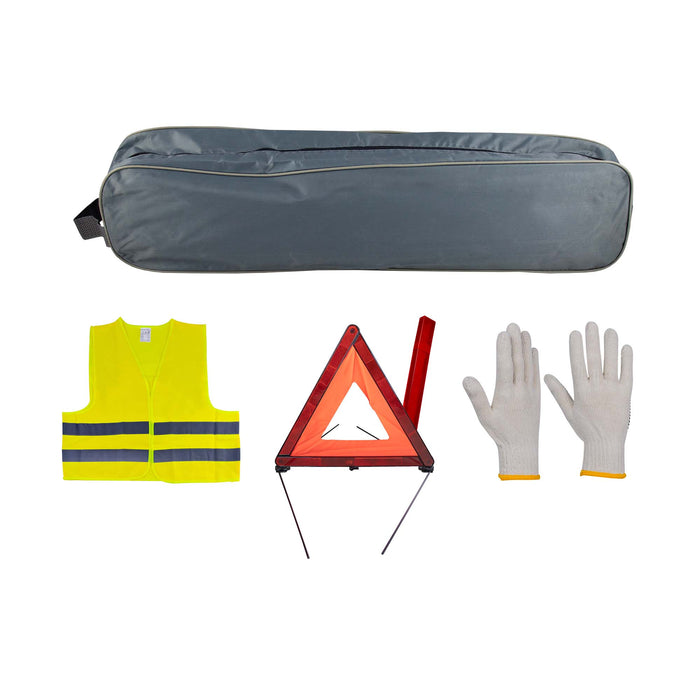 EMERGENCY KIT GREY BAG WITH TRIM + TRIANGLE + VEST + GLOVES
