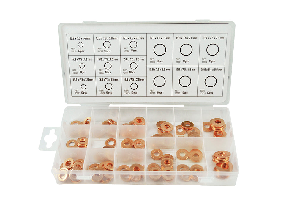 COMPROBADOR DE INYECTORES DIESEL + ESTUCHE DE ARANDELAS DE COBRE PARA INYECTOR 150 PCS