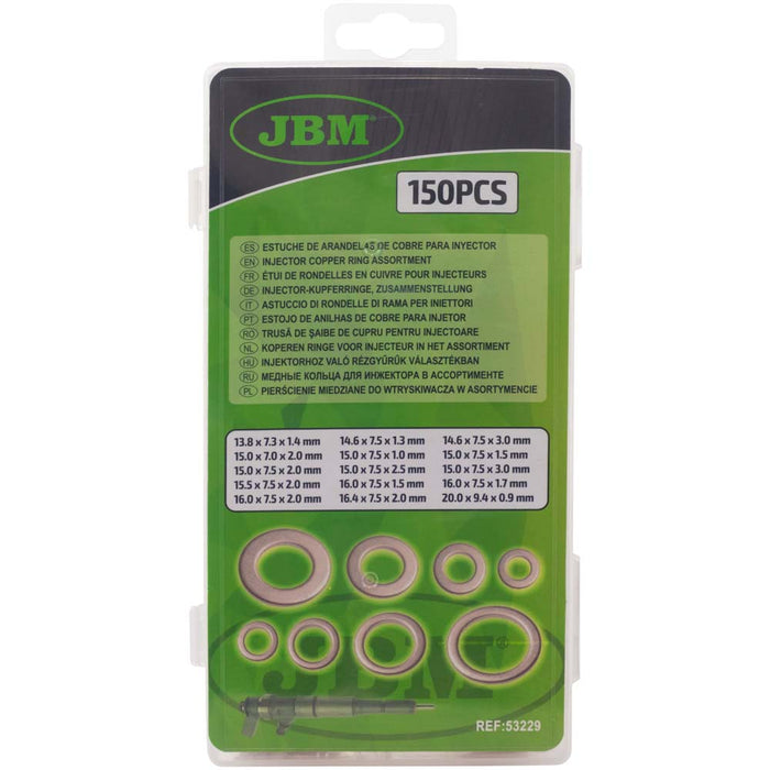 ESTUCHE DE ARANDELAS DE COBRE PARA INYECTOR 150PCS