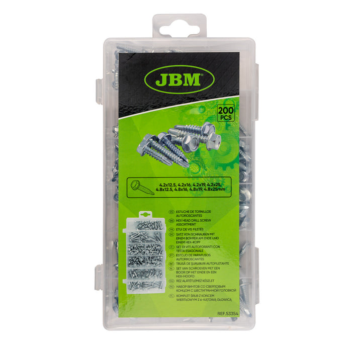 ESTUCHE DE TORNILLOS AUTORROSCANTES 200PCS