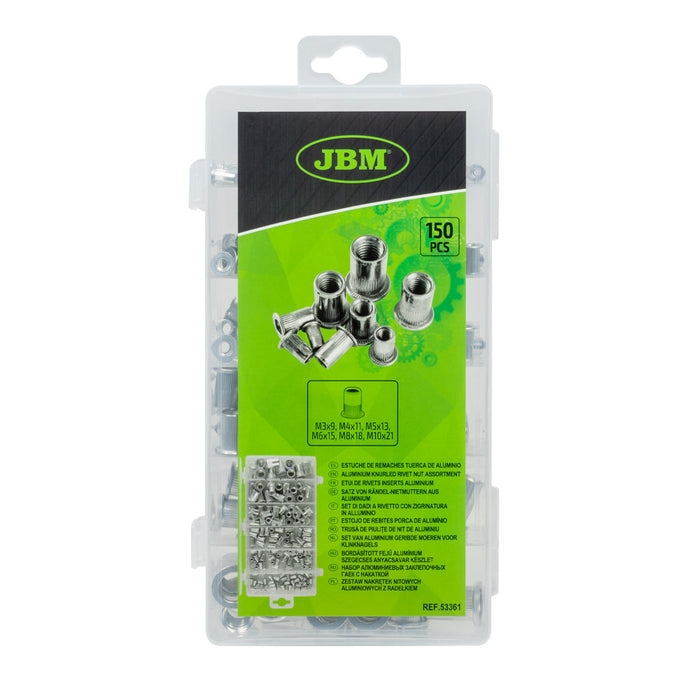 ESTUCHE DE REMACHES TUERCA DE ALUMINIO 150PCS