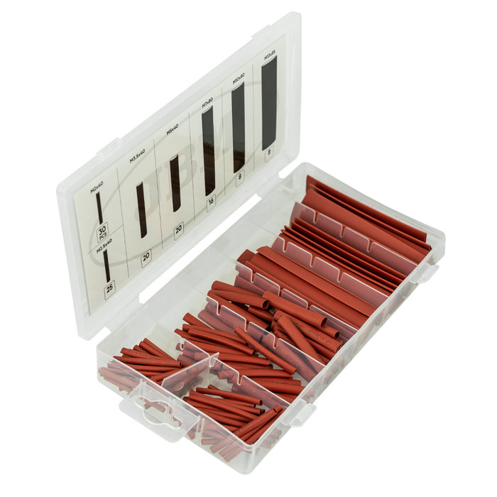 ESTUCHE DE TUBOS TERMORETRÁCTILES ROJOS 127PCS