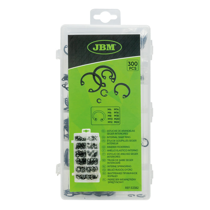 ESTUCHE DE ARANDELAS SEEGER INTERIORES 300PCS