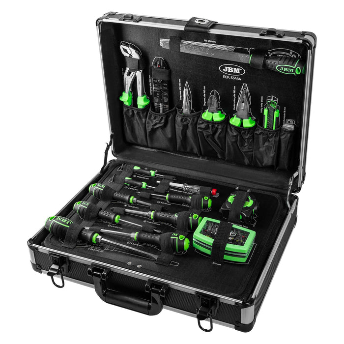 MALLETTE À OUTILS EN ALUMINIUM AVEC DOUILLES 1/2" ZINGUÉES 108 PIÈCES