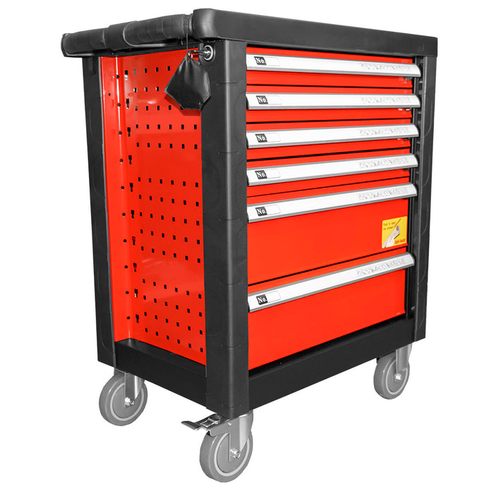 6-DRAWER RED TOOL TROLLEY WITH TOOLS