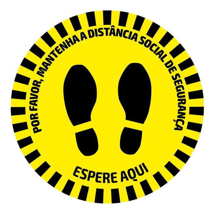 ETIQUETA ADHESIVA REDONDA DE SEÑALIZACIÓN PARA SUELOS - DISTANCIA DE SEGURIDAD