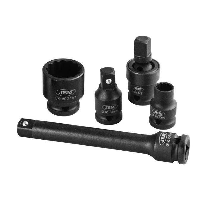 SET DE 19 PIEZAS DE IMPACTO DE 1/2" CON 14 VASOS DE 12 CANTOS + ADAPTADORES