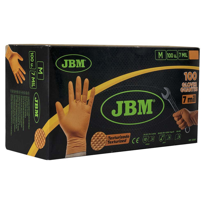 PACK 10 CAJAS GUANTES NARANJAS DESECHABLES DE NITRILO  7,0MIL (100 UDS.) TEXTURA DIAMANTE