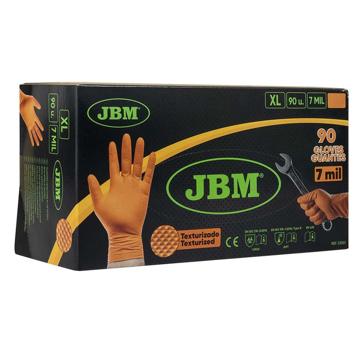 GUANTES NARANJAS DESECHABLES DE NITRILO T:XL 7,0MIL (100 UDS.) TEXTURA DIAMANTE