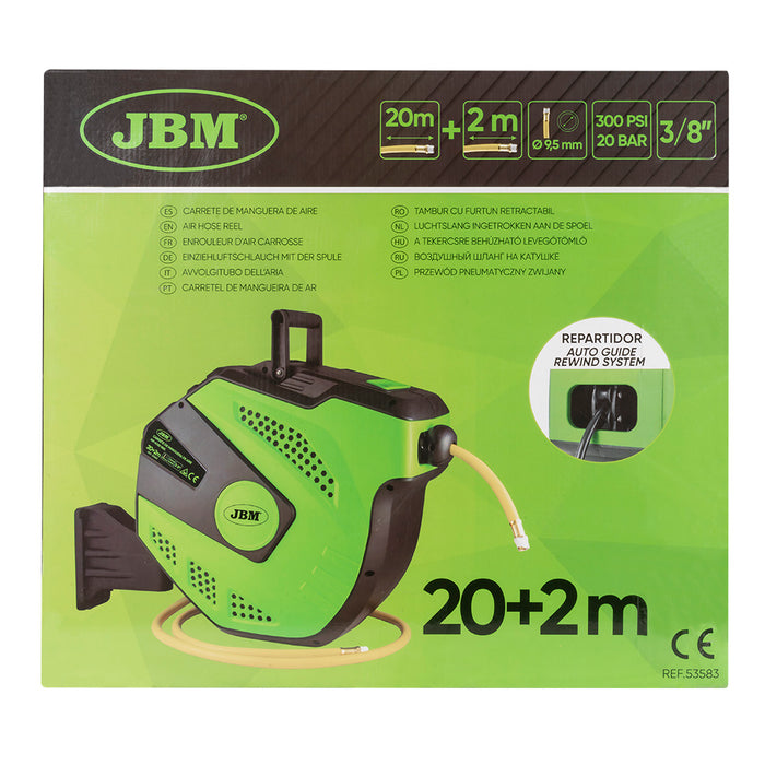 CARRETE DE MANGUERA DE AIRE 20+2M - VERDE