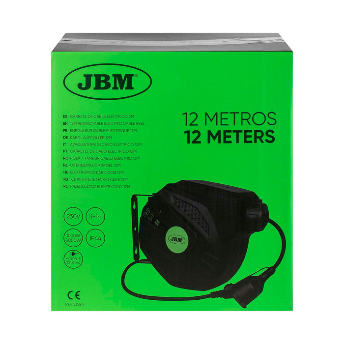 12M ELECTRIC CABLE REEL - GREEN