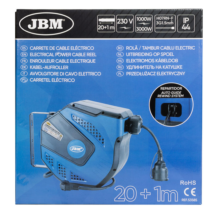 CARRETE DE CABLE ELÉCTRICO 21M - AZUL