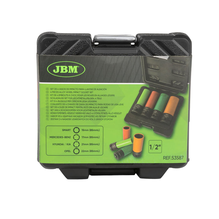 SET DE 4 VASOS DE IMPACTO DE 1/2" PARA LLANTAS DE ALEACIÓN
