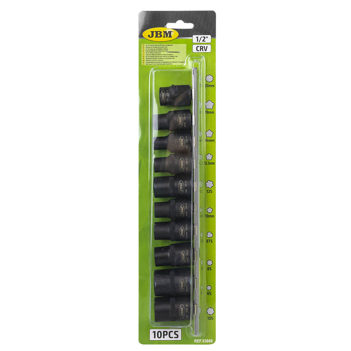 SET DE 10 VASOS DE 1/2" ESPECIALES PARA AUTOMOCIÓN