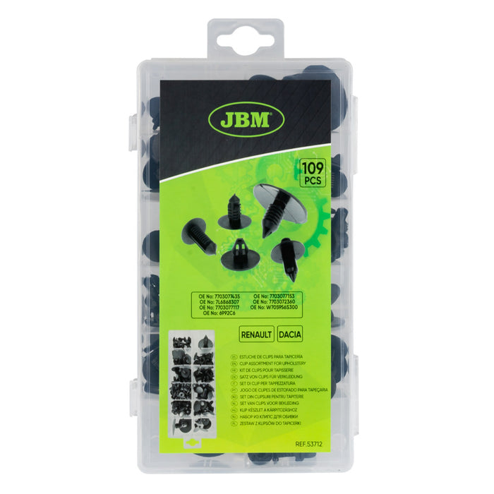 ESTUCHE DE CLIPS RENAULT/DACIA PARA TAPICERÍA 109PCS
