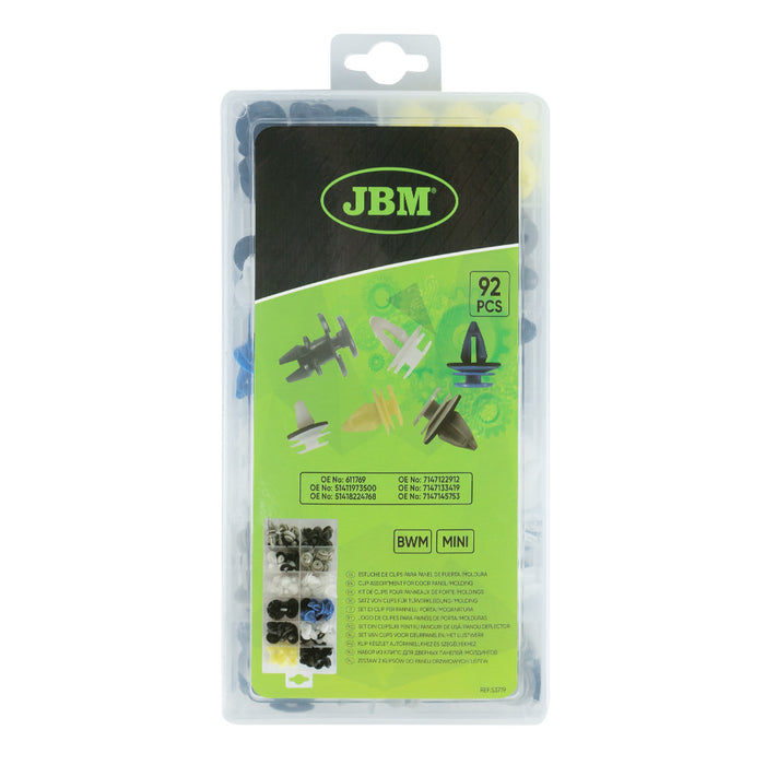 ESTUCHE DE CLIPS BMW/MINI PARA PANEL DE PUERTA/MOLDURA 92PCS