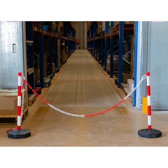 POSTE DE PLÁSTICO PARA CORRENTE - BRANCO / VERMELHO