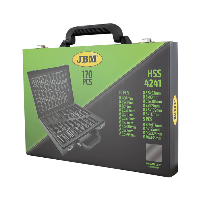 ESTUCHE DE BROCAS HELICOIDALES 1-10MM HSS 4241 NEGRO