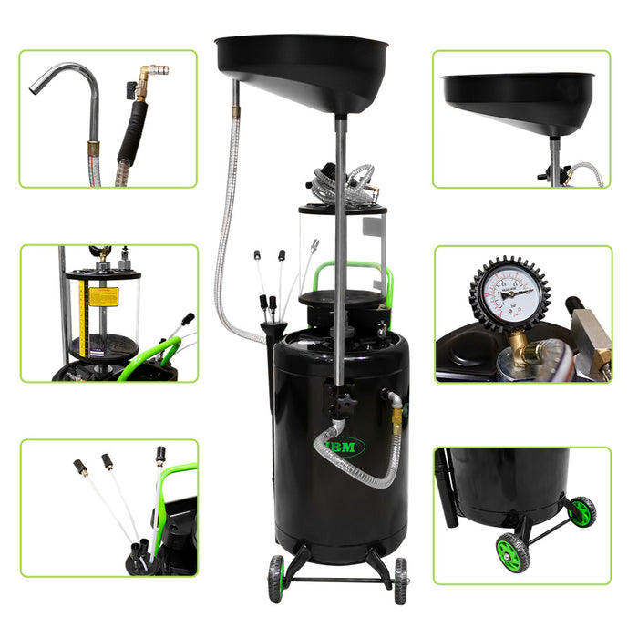 RECOGEDOR DE ACEITE 90L CON SISTEMA DE ASPIRACIÓN + EXTRACTOR DE FILTROS + VASOS DE CARTER