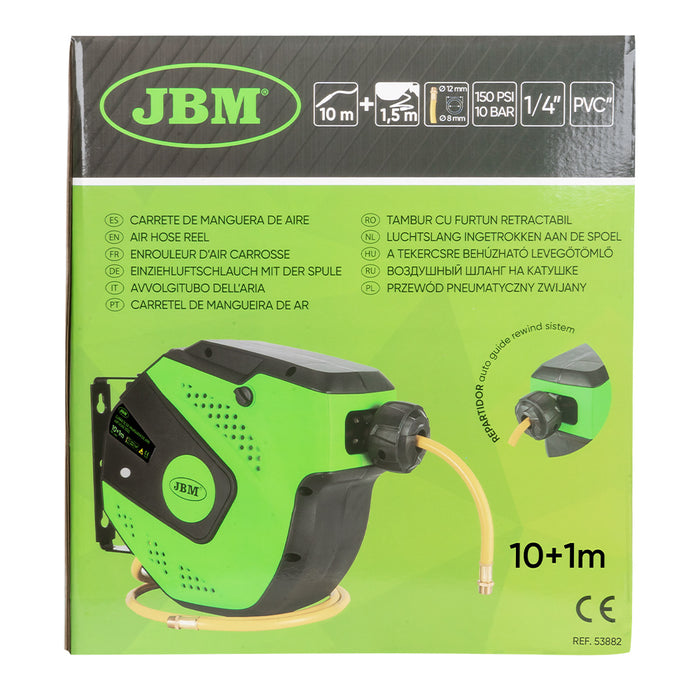 CARRETE DE MANGUERA DE AIRE 10+1,5M - VERDE