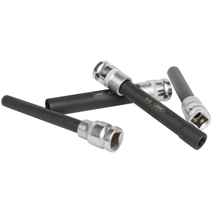 SET DE 6 VASOS 1/2" TORX TIPO E EXTRA LARGOS CINCADO