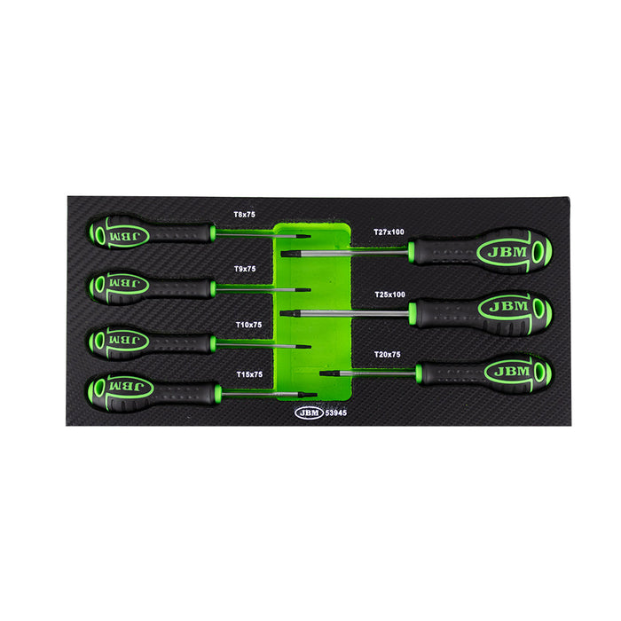 CONJUNTO DE 7 CHAVES DE FENDA TORX COM MÓDULO EM EVA DE CARBONO