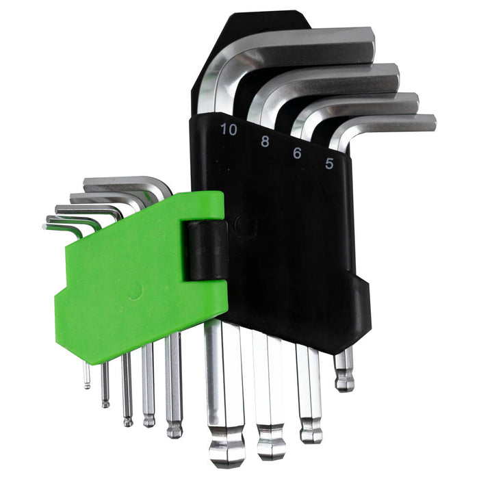 SET DE 9 LLAVES ALLEN CORTAS CON PUNTA REDONDA
