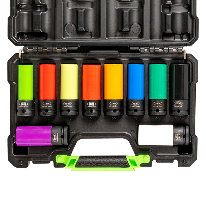 PISTOLA DE IMPACTO 1/2" 1200NM + KIT DE 10 VASOS IMPACTO DE 1/2"