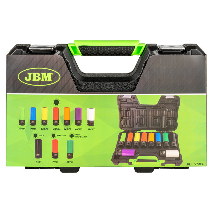 PISTOLA DE IMPACTO BRUSHLESS A BATERÍA 1/2" + PORTATIL DE TALLER + KIT DE 10 VASOS IMPACTO DE 1/2"