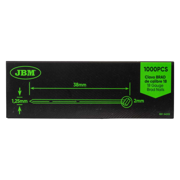 SET DE CLAVOS BRAD 38X1.25MM DE CALIBRE 18 (1000 PCS)
