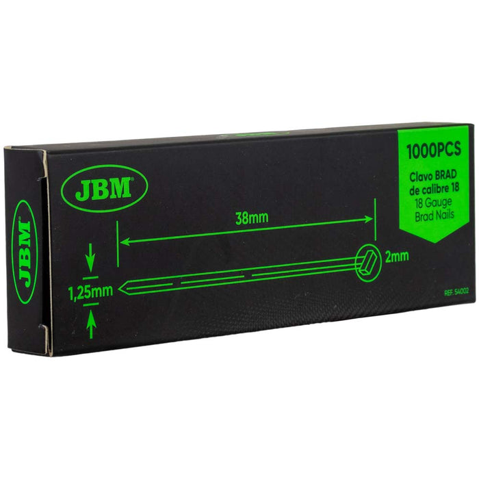 CONJUNTO DE PREGOS BRAD 38X1.25MM DE CALIBRE 18 (1000 PCS)