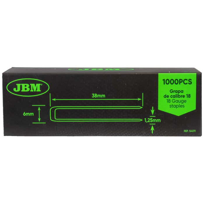 JEU D'AGRAFES 38X6MM DE CALIBRE 18 (1000 PIÈCES)